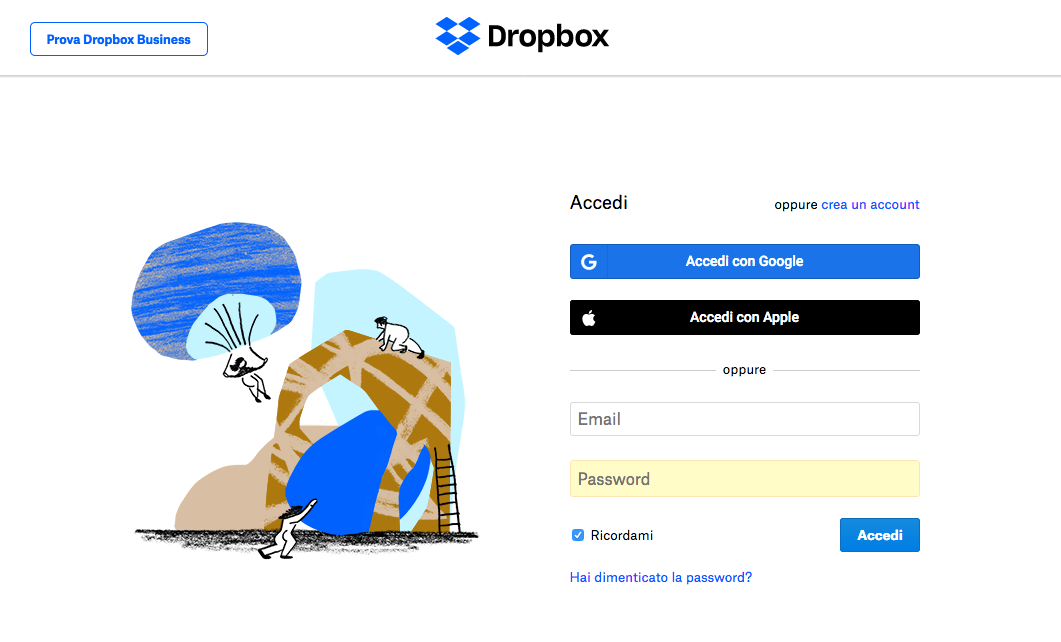 registrazione dropbox